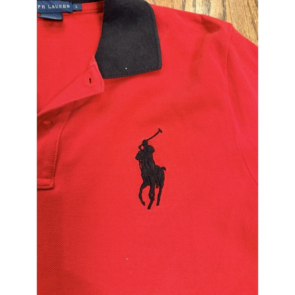 Ralph Lauren Polo Red Big Pony Polo Shirt Youth L‎ Red Black Short Sleeve Preppy